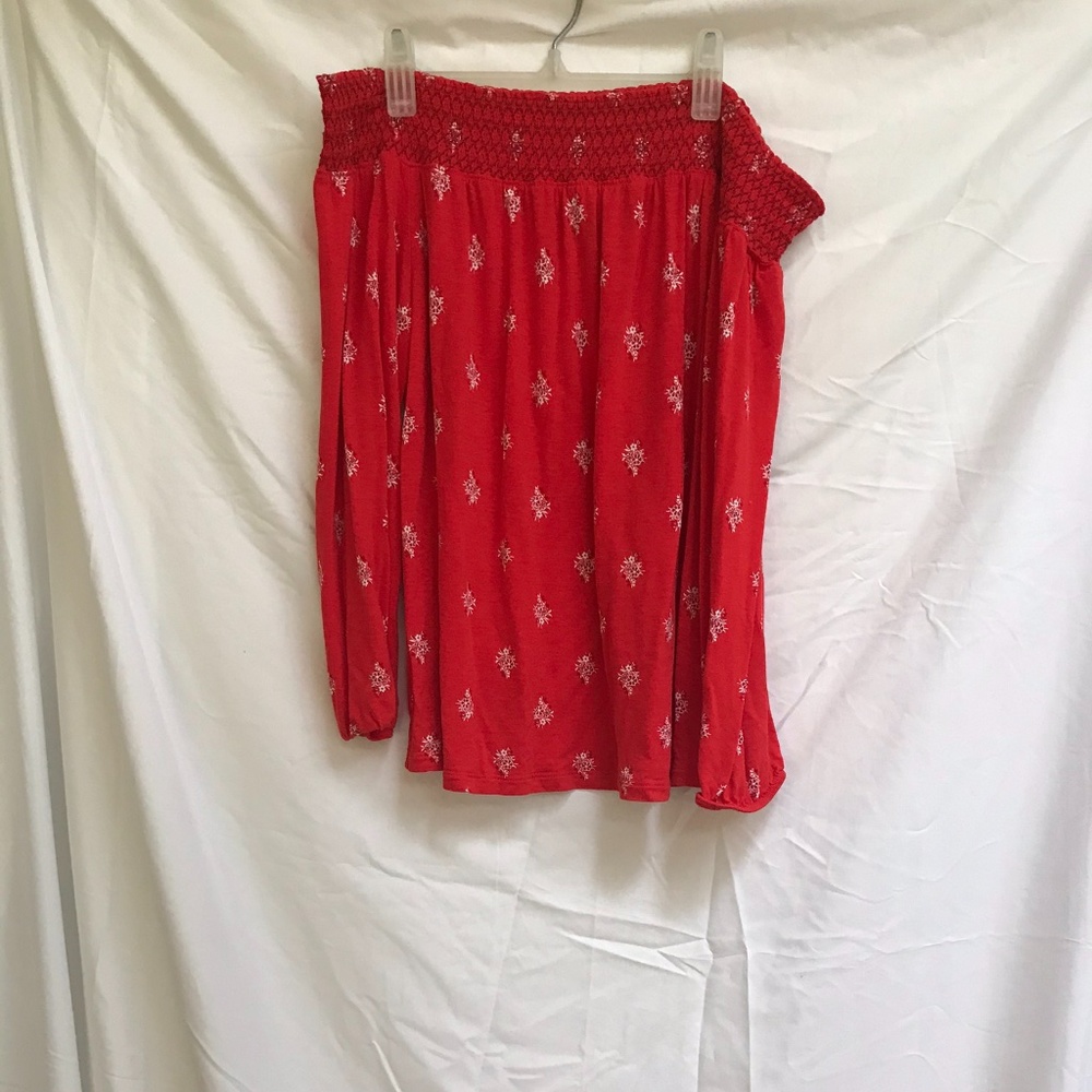 Old Navy Red Off the Shoulder Flowy Blouse